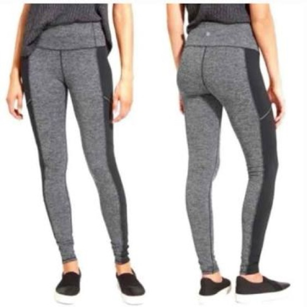 Athleta Women's Metro Drifter High Rise Herringbone Gray/Black Leggings Size XL